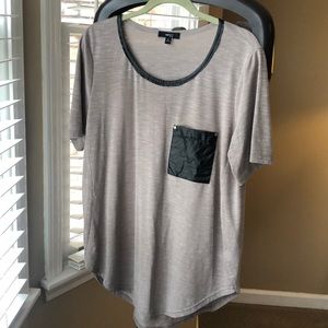 Faux Leather Detailed Pocket Tee